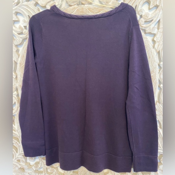 Plum Grape Purple Coldwater Creek V-neck Tunic Sweater Size 10-12 Medium - Picture 5 of 6